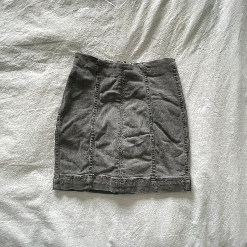 Free People Grey Denim Skirt